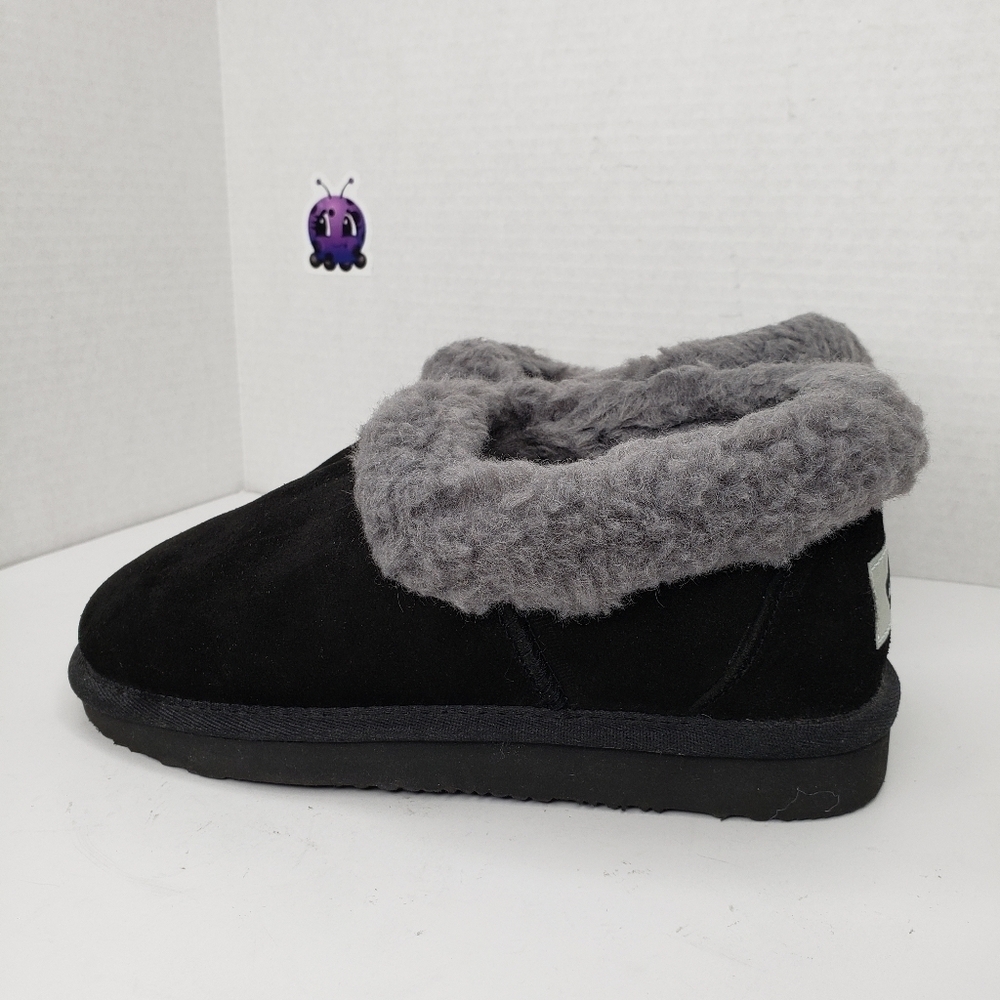 Aussie Merino Wool Albury Black Suede Pull On Boots Sz 6M Cozy-Warm In-out Wear